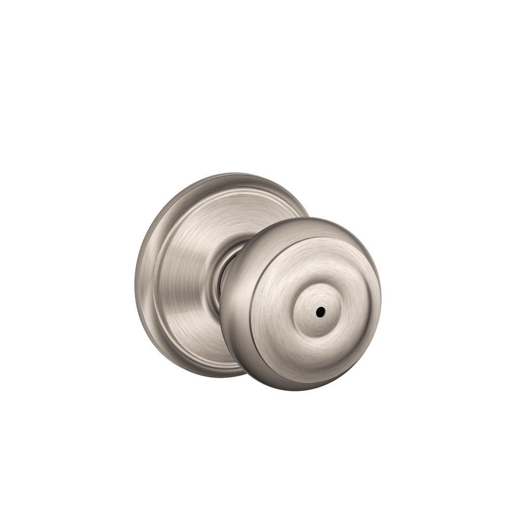 Georgian Satin Nickel Privacy Bed/Bath Door Knob (8-Pack) - Super Arbor