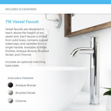 MR Direct Porcelain Vessel Sink in White with 718 Faucet and Pop-Up Drain in Chrome