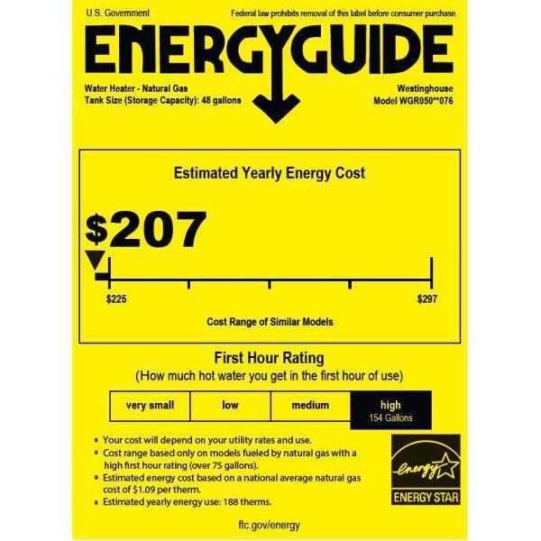 50 Gal. Ultra-High Efficiency/High Output 10 Year 76,000 BTU Natural Gas Water Heater with Durable Stainless Steel Tank - Super Arbor