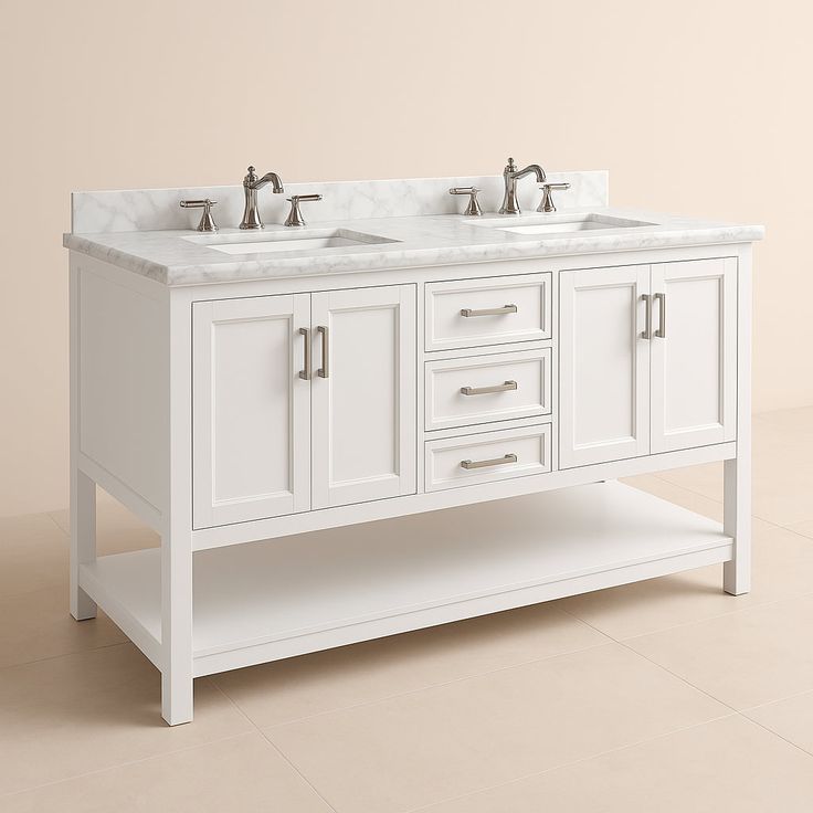 Home Decorators Collection Everett 72-Inch Double Vanity with Carrara Marble Top