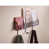 17-3/4 in. Matte Black Industrial Basket with Hooks - Super Arbor