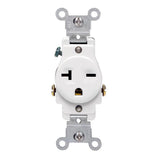 20 Amp Commercial Grade Double-Pole Single Outlet, White - Super Arbor
