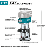 Makita 18V LXT Lithium-Ion Brushless Cordless Variable Speed Compact Router with Built-In LED Light (Tool Only)
