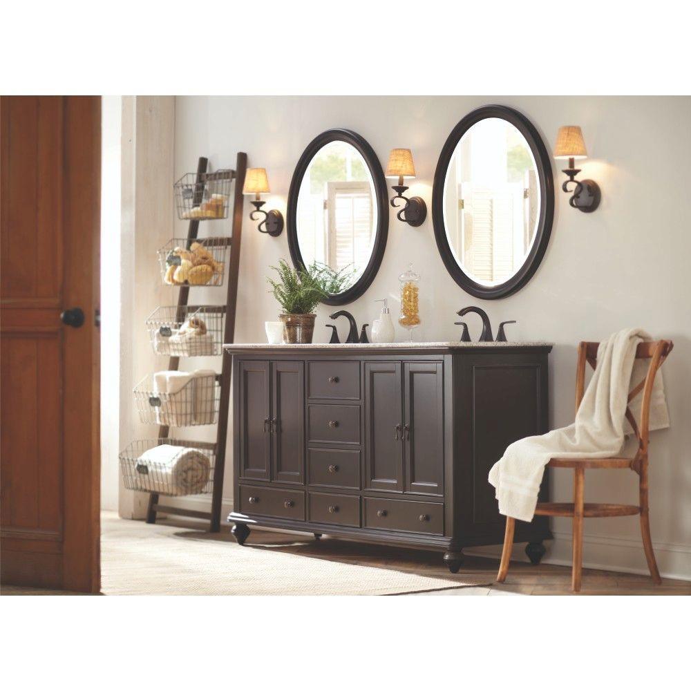 Newport 61 in. W x 21-1/2 in. D Double Bath Vanity in Black with Granite Vanity Top in Gray - Super Arbor