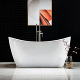 Ladlow 59 in. Acrylic Freestanding Double Slipper Flat Bottom Soaking Bathtub with Drain and Overflow Included in White - Super Arbor