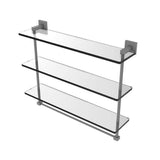 Montero 16 in. L  x 18 in. H  x 6-1/4 in. W 3-Tier Clear Glass Bathroom Shelf with Towel Bar in Satin Chrome - Super Arbor