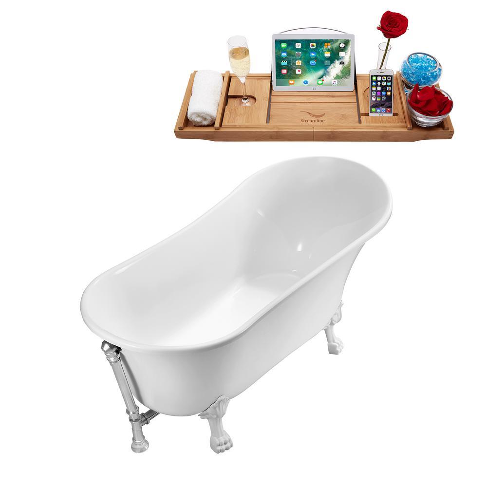 66.9 in. Acrylic Clawfoot Non-Whirlpool Bathtub in White - Super Arbor