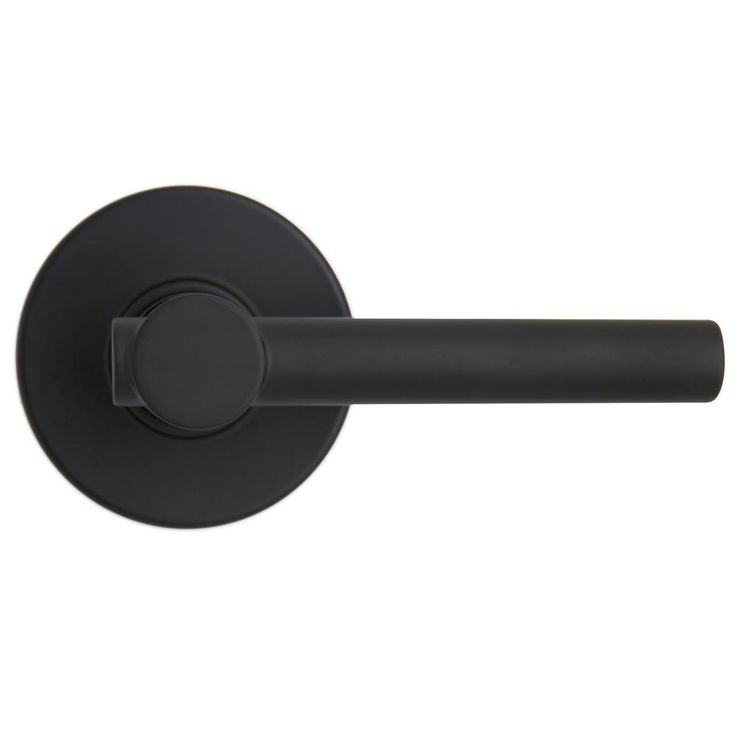 Highland Matte Black Hall and Closet Door Lever with Round Rose