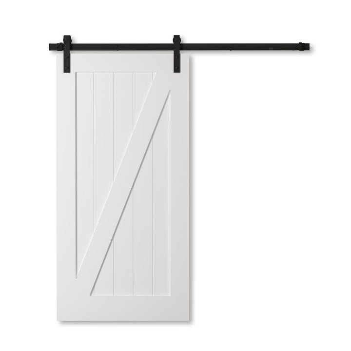 40 in. x 83 in. CALIFORNIA Solid Core White Wood Barn Door Ensemble with Sliding Door Hardware Kit - Super Arbor