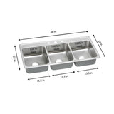 Lustertone Drop-In Stainless Steel 46 in. 3-Hole Triple Bowl Kitchen Sink - Super Arbor