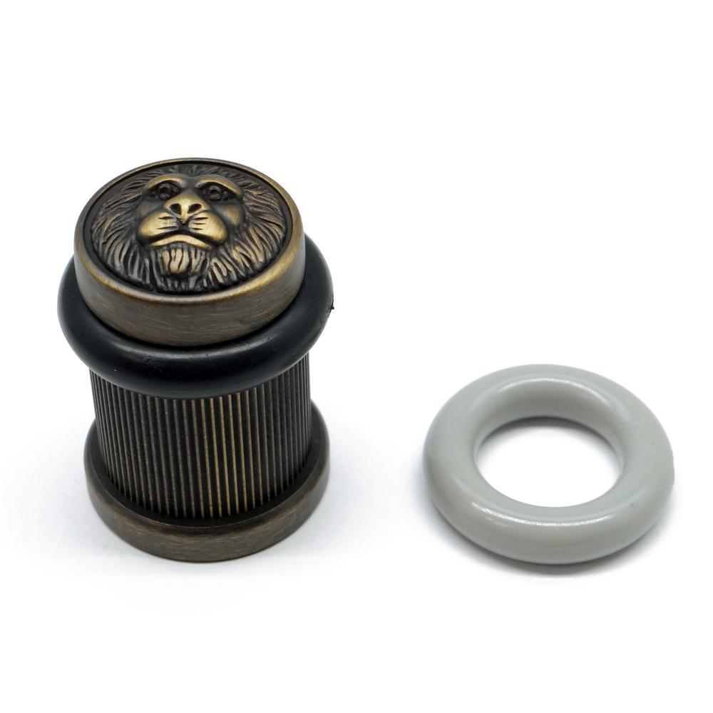 2 in. Solid Brass Lion Head Bullet Floor Door Stop in Polished Brass - Super Arbor