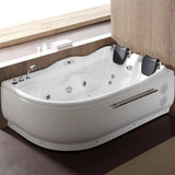 71 in. Acrylic Left Drain Corner Apron Front Whirlpool Bathtub in White - Super Arbor