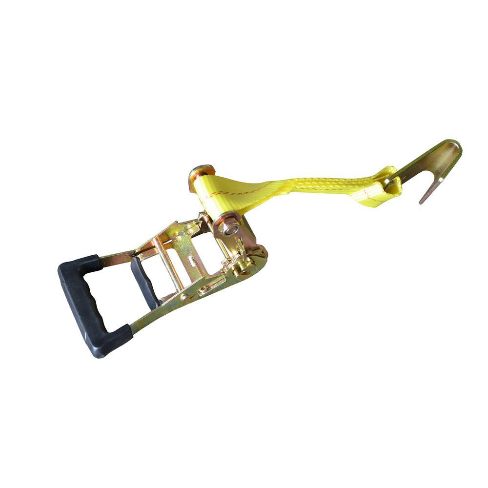 2 in. x 27 ft. x 10,000 lbs. Flat Hook Ratchet Tie Downs (4-Pack) - Super Arbor