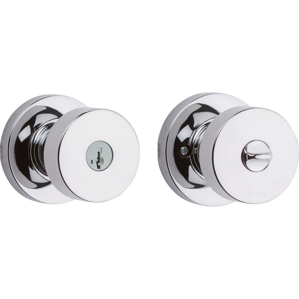 Pismo Polished Chrome Round Exterior Entry Door Knob featuring SmartKey Security - Super Arbor