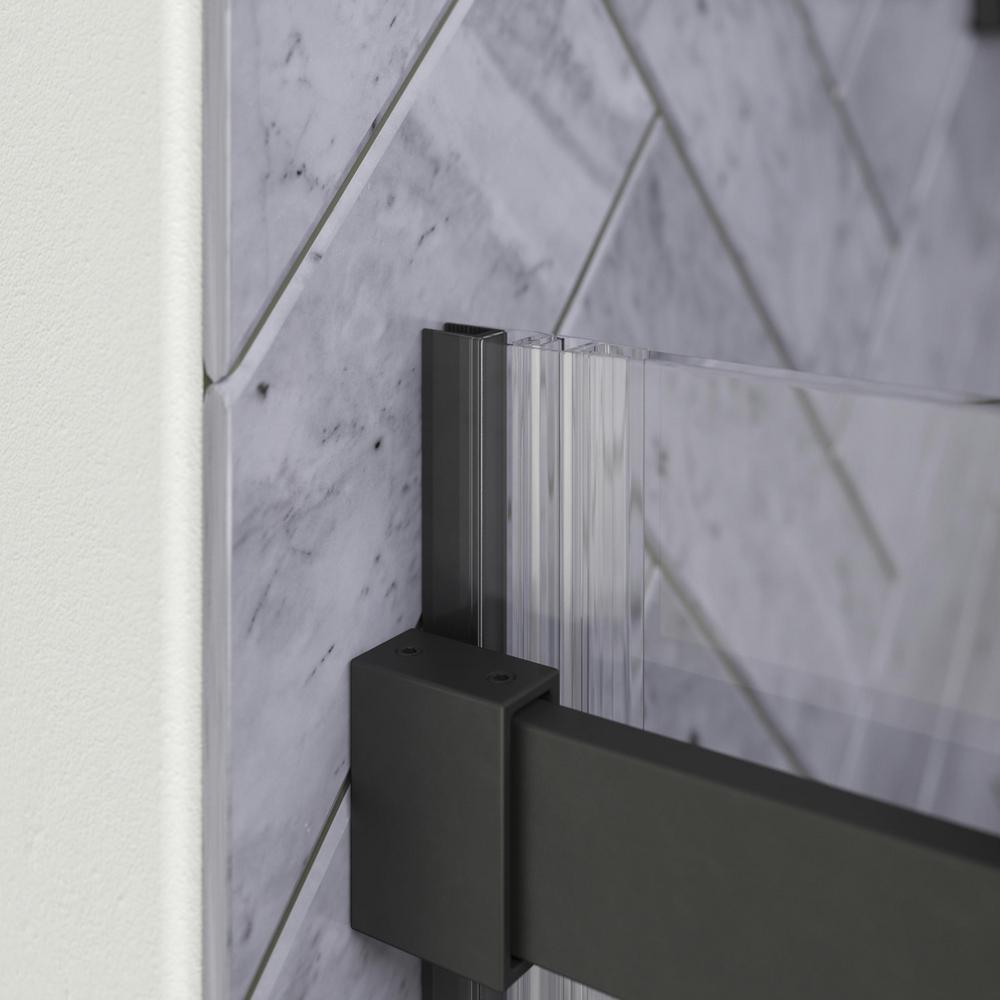 Commix 48 in. x 76 in. Frameless Sliding Shower Door in Matte Black with 5/16 in. (8 mm) Clear Glass - Super Arbor