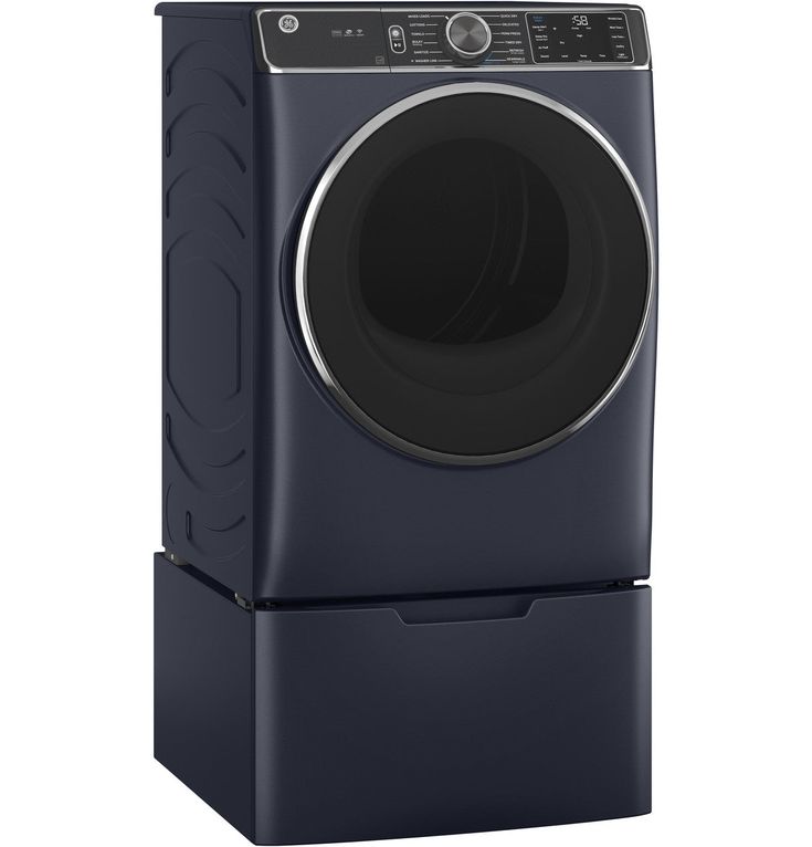 GE 7.8 cu. ft. Smart 240-Volt Sapphire Blue Stackable Electric Vented Dryer with Steam and Sanitize Cycle, ENERGY STAR