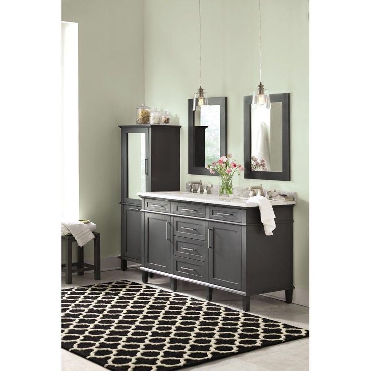 22 in. W x 30 in. H Framed Rectangular  Bathroom Vanity Mirror in Dark Charcoal