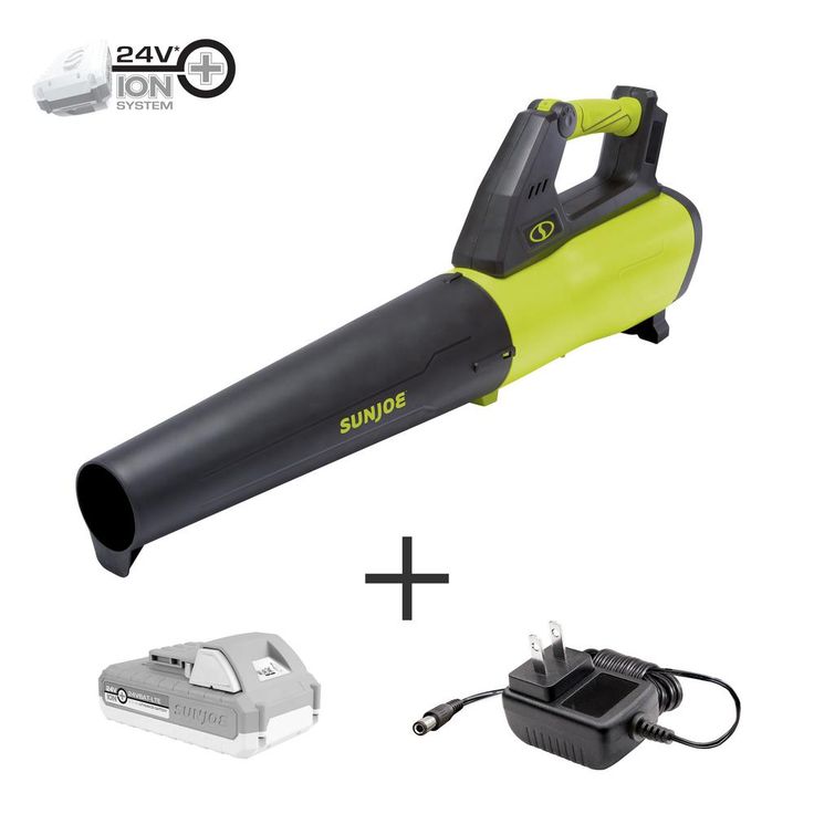 Sun Joe 100 MPH 385 CFM 24-Volt Turbine Cordless Jet Blower Kit with 2.0 Ah Battery + Charger