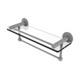 Fresno 16 in. L  x 5 in. H  x 5 in. W Clear Glass Bathroom Shelf with Vanity Rail and Towel Bar in Polished Chrome - Super Arbor