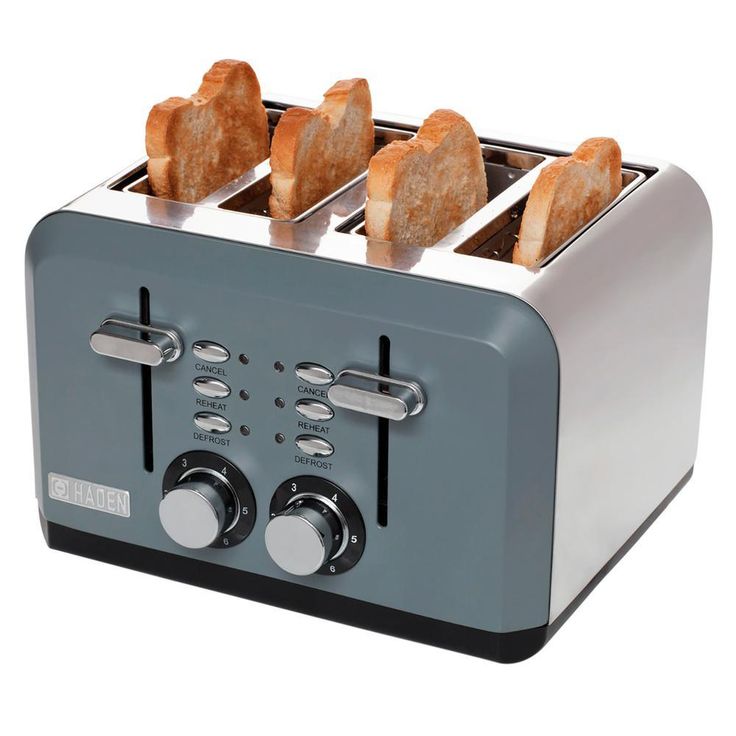 Perth 1500W 4-Slice Wide Slot Slate Grey Toaster with Removable Crumb Tray and Adjustable Settings