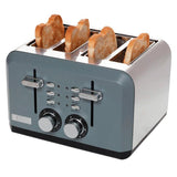 Perth 1500W 4-Slice Wide Slot Slate Grey Toaster with Removable Crumb Tray and Adjustable Settings