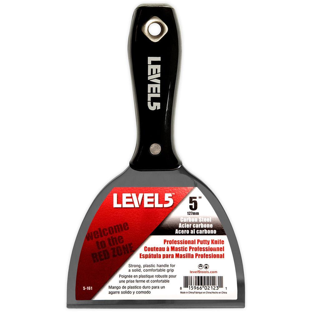 5 in. Black Carbon Steel Putty Knife with Plastic Handle Hammerend - Super Arbor
