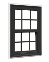 RELIABILT 150 Series New Construction 35-1/2-in x 71-1/2-in x 3-1/4-in Jamb Black Vinyl Dual-pane Single Hung Window with Grids Half Screen Included