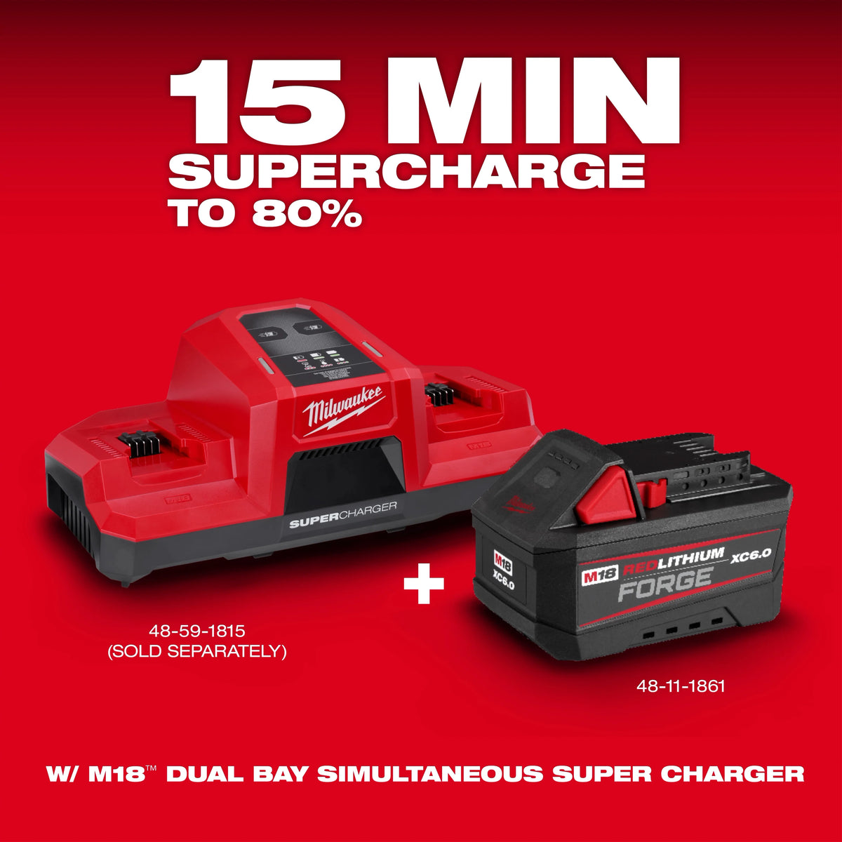 Milwaukee M18 18-Volt Lithium-Ion Battery 3-Pack: (1) High Output 6.0Ah + (2) 5.0Ah