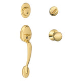 Schlage Plymouth Bright Brass Front Entry Handleset, ANSI Grade 2, Fits 1-3/8 to 1-3/4 in Doors