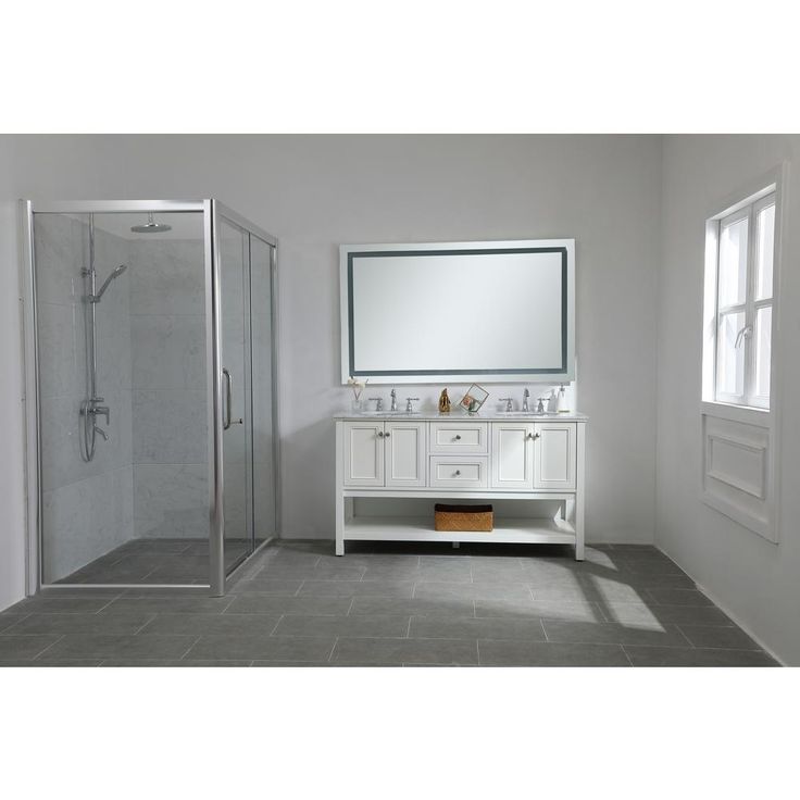 Timeless Home 36 in. H x 60 in. W Single Contemporary Rectangular Aluminum Lighted LED Mirror in Silver(Color Changing)