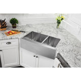Farmhouse Apron Front Undermount 16-Gauge Stainless Steel 36 in. 60/40 Double Bowl Kitchen Sink with Grid Set and Drains