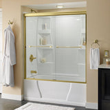 Crestfield 60 in. x 58-1/8 in. Traditional Semi-Frameless Sliding Bathtub Door in Bronze and 1/4 in. (6mm) Niebla Glass - Super Arbor