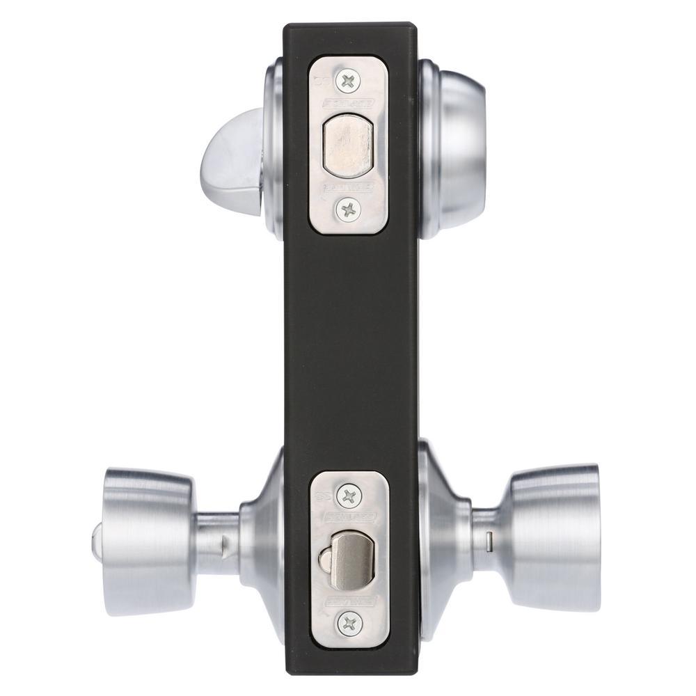 Satin Chrome Single Cylinder Deadbolt with Bell Entry Door Knob Combo Pack - Super Arbor