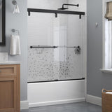 Lyndall 60 x 59-1/4 in. Frameless Mod Soft-Close Sliding Bathtub Door in Nickel with 1/4 in. (6mm) Tranquility Glass - Super Arbor