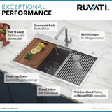 33 in. Double Bowl Drop-in 16-Gauge Stainless Steel Ledge Kitchen Sink 60/40 - Super Arbor