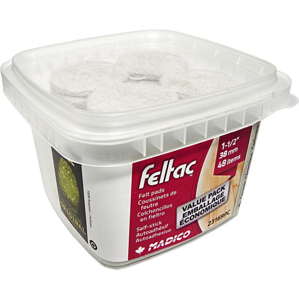 1-1/2 in. Self-adhesive Felt Pads (48-Pack) - Super Arbor