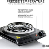 1000-Walt (120-Volt) Single Burner 6 in. Hot Plate Black Adjustable Temperature Control