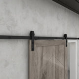 37 in. x 84 in. Herringbone Grey Finished Vinly Sliding Barn Door with Black Hardware Kit - Super Arbor