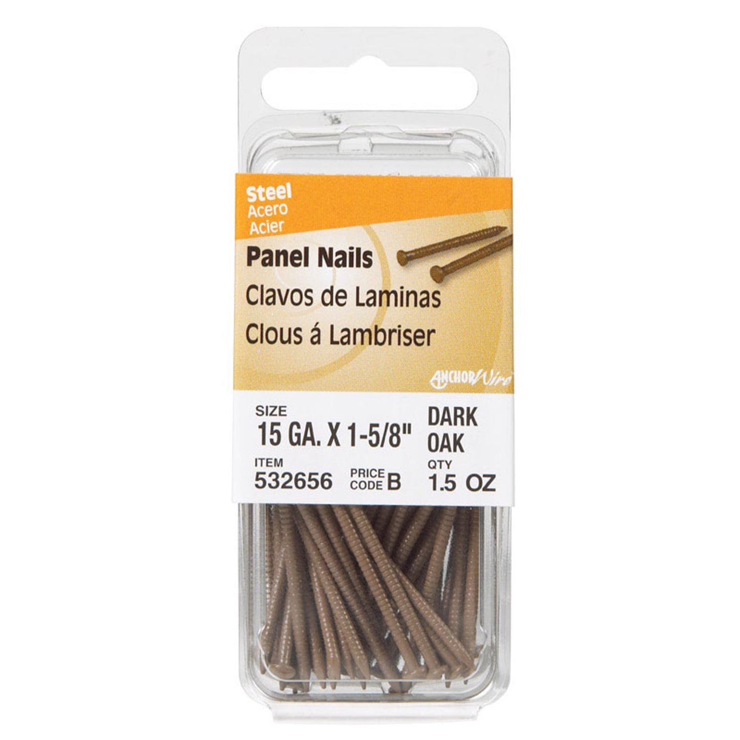 Hillman 1-5/8 in. Dark Oak Panel Nails, Steel, Large Flat Head, 15 Gauge