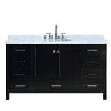 Cambridge 55 in. Bath Vanity in White with Marble Vanity Top in Carrara White with White Basin - Super Arbor