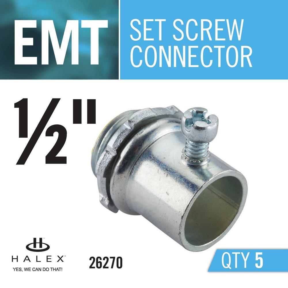 1/2 in. Electrical Metallic Tube (EMT) Set-Screw Connectors (5-Pack) - Super Arbor
