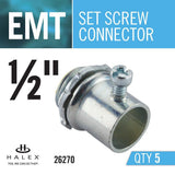 1/2 in. Electrical Metallic Tube (EMT) Set-Screw Connectors (5-Pack) - Super Arbor