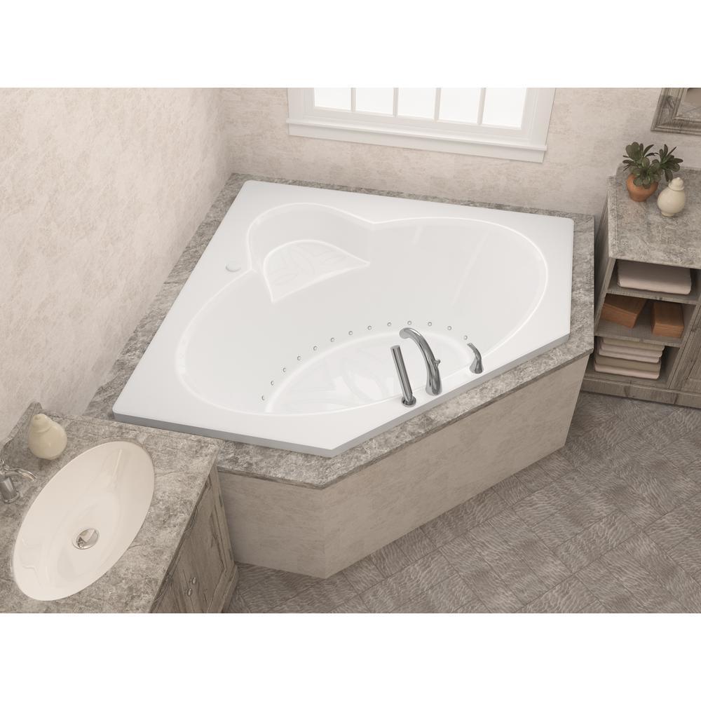 Malachite 5 ft. Acrylic Corner Drop-in Air Bathtub in White - Super Arbor