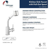 Keeney Metro Polished Chrome 1-Handle Deck-Mount Pull-Out Handle Kitchen Faucet (Deck Plate Included)