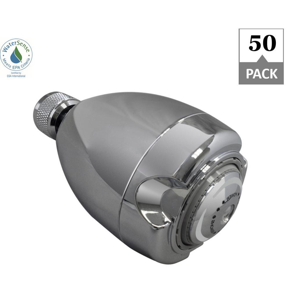 Earth 3-Spray 2.7 in. Single Wall Mount Fixed 1.25 GPM Shower Head in Chrome (50-Pack) - Super Arbor