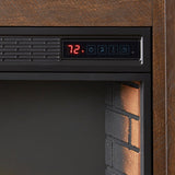 Chastain 68 in. Freestanding Media Console Electric Fireplace TV Stand with Sliding Bar Door in Rustic Walnut - Super Arbor