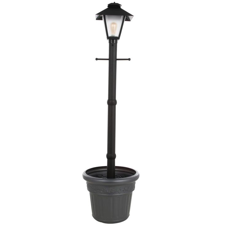 Cape Cod Plug-In Outdoor Black Post Lantern with Planter