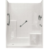 60 in. x 33 in. x 77 in. Freedom Low Threshold 3-Piece Shower Kit in White with Chrome Package Right Seat and Left Drain - Super Arbor
