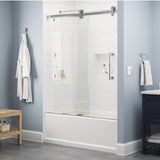 Paxos 60 in. W x 62-1/4 in. H Frameless Sliding Bathtub Door in Matte Black with 5/16 in. (8mm) Tempered Clear Glass