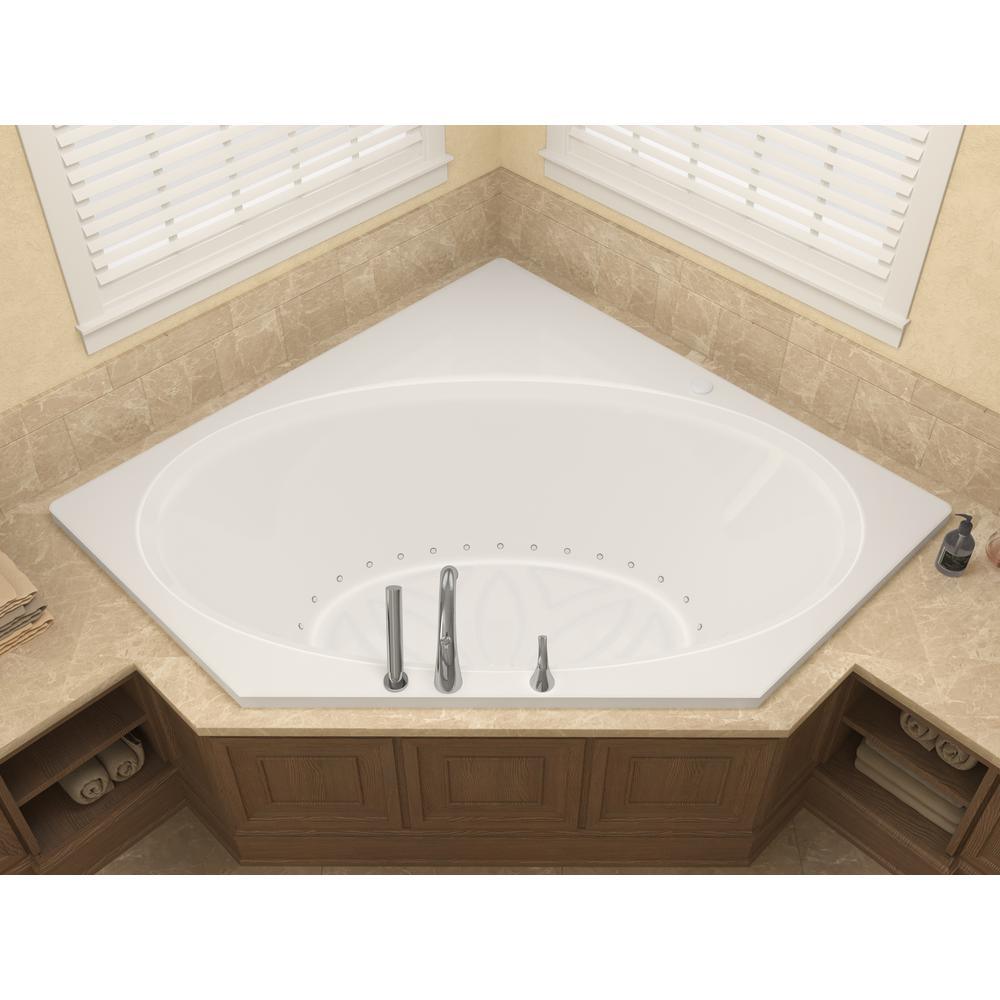 Mali 5 ft. Acrylic Corner Drop-in Air Bath Tub in White - Super Arbor
